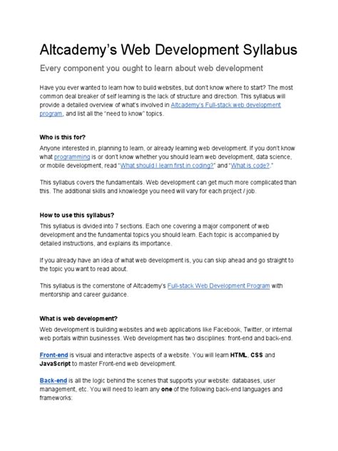 Image result for Web Development Syllabus.pdf