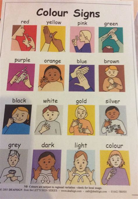Image result for Sign Language Color Chart