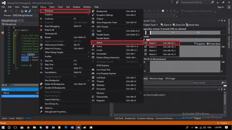Visual Studio Debug Window に対する画像結果