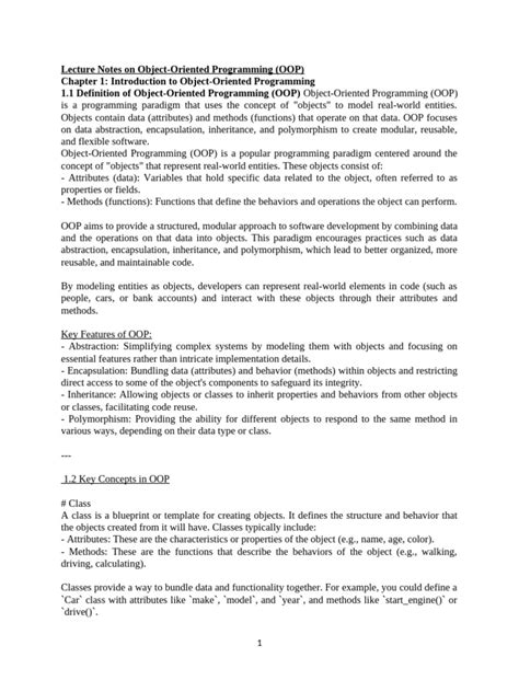 Toradh íomhá ar Object-Oriented Programming Notes