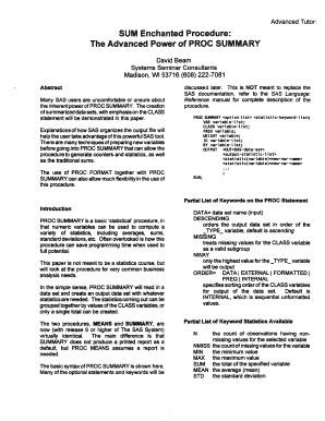 Image result for Advanced Proc Summary