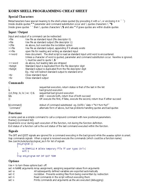 Image result for Cheat Sheet for Shell Script