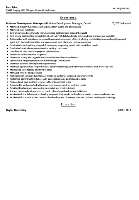 Resume Business Development Manager Format に対する画像結果