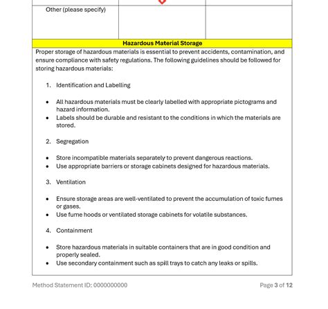 Toradh íomhá ar Editable Method Statement Template