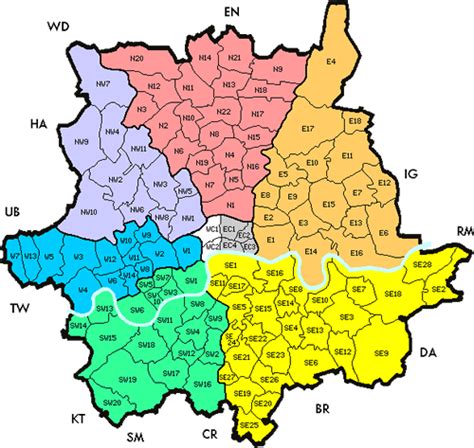 Image result for South London Postcode Map