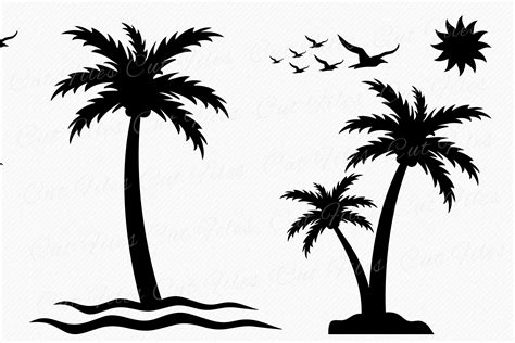 Palm Tree SVG Silhouette Bundle Clipart Cut Files Tropical - Etsy