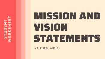 Image result for Vision Statement Worksheet