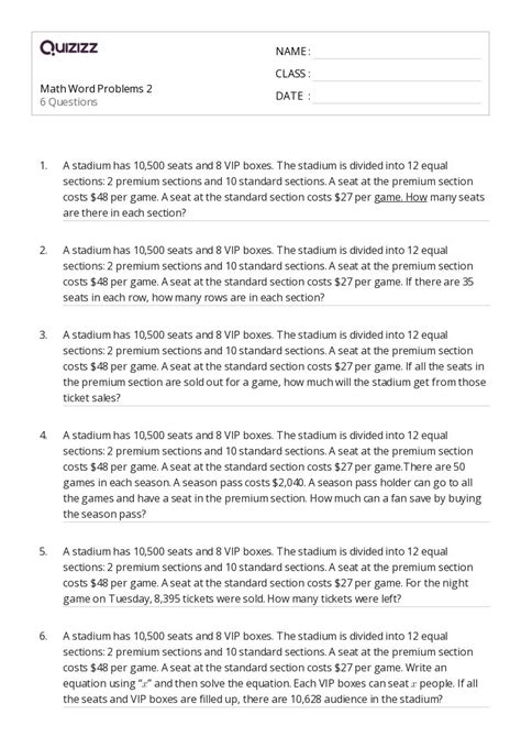 Free Math Worksheets Word Problems に対する画像結果