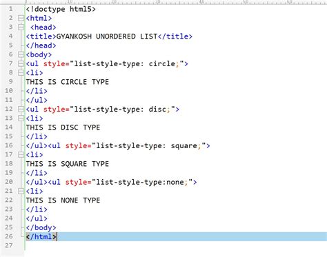 Image result for Unordered List HTML Code