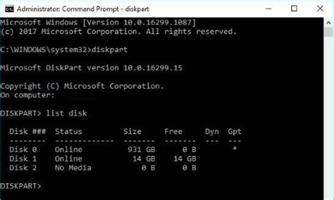 Image result for DiskPart Commands Windows 1.0