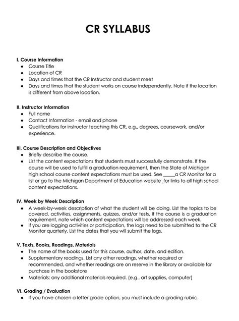 Image result for Course Syllabus Examples