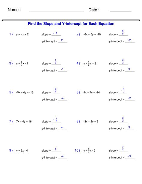 Image result for Slope Intercept Worksheets