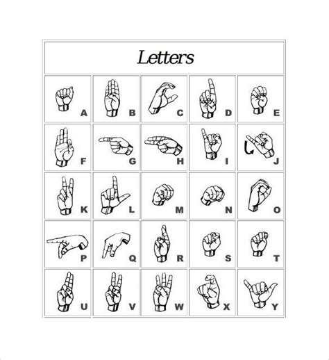 Toradh íomhá ar Sign Language Alphabet Printable PDF
