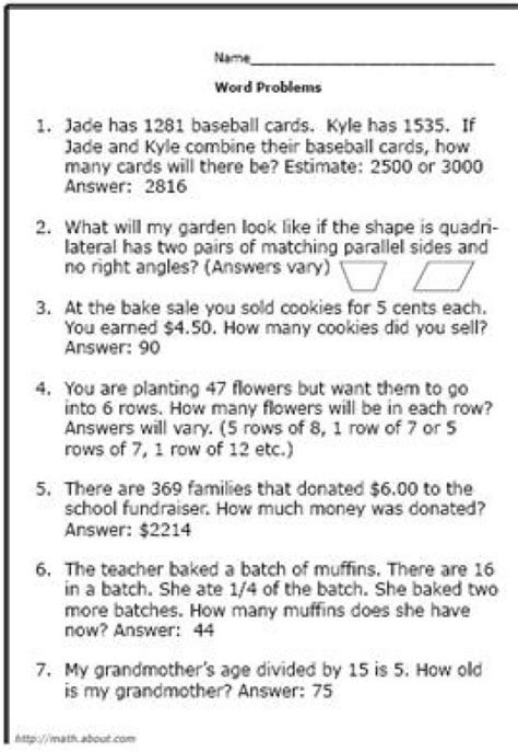 Image result for 8th Grade Math Word Problem Worksheets