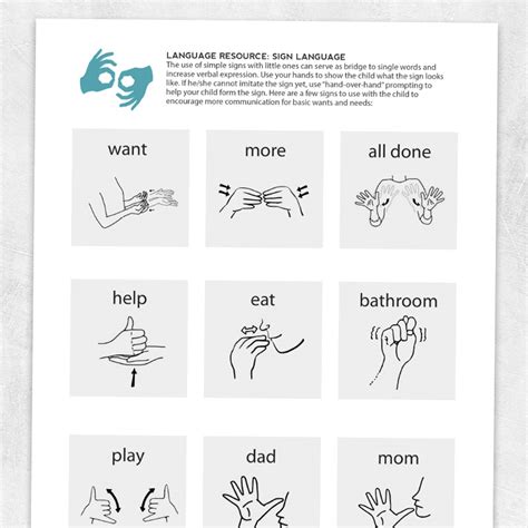 Image result for Printable Image of Sign Language Help