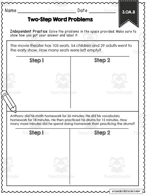 2 Step Word Problems Printable に対する画像結果
