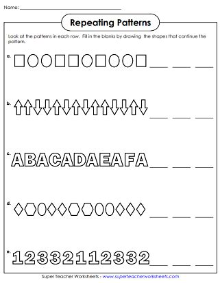 Image result for Printable Pattern Worksheets