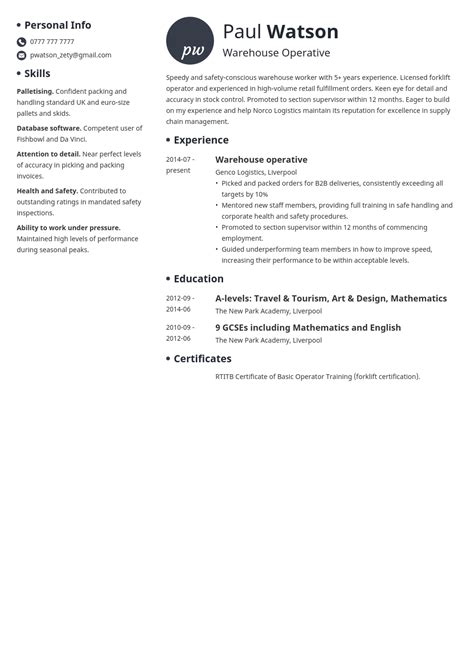 Image result for Warehouse Operative CV Examples