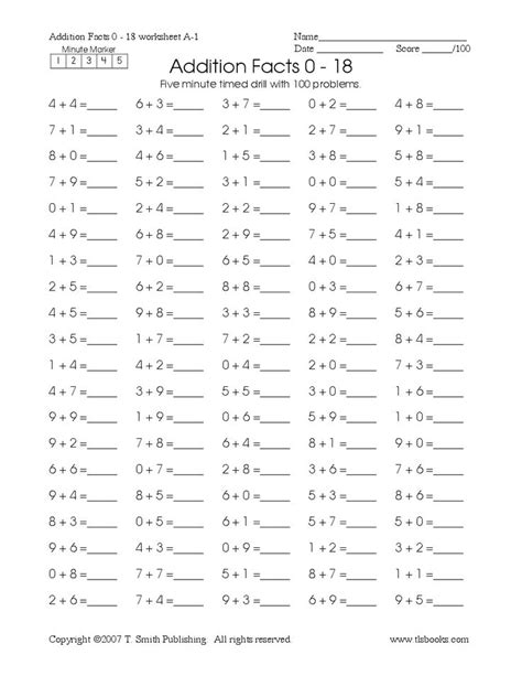 Afbeeldingsresultaten voor Free Addition Facts Worksheets