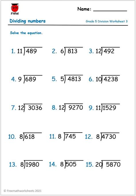 Image result for 5th Grade Division Problems