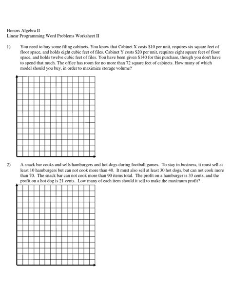 Toradh íomhá ar Linear Programming Worksheep 1