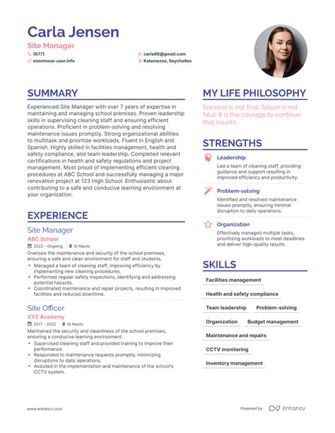 Image result for Site Manager Resume Examples
