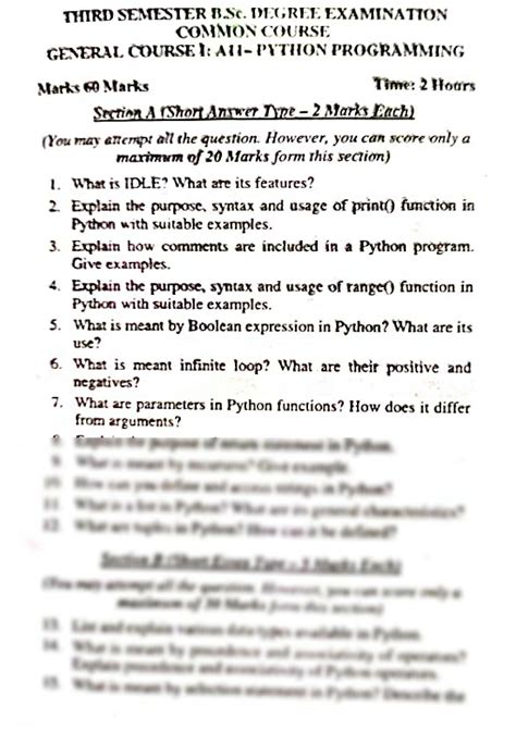Python Question Paper with Answers に対する画像結果