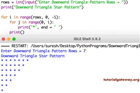 Toradh íomhá ar Python Star Pattern in Rectangle