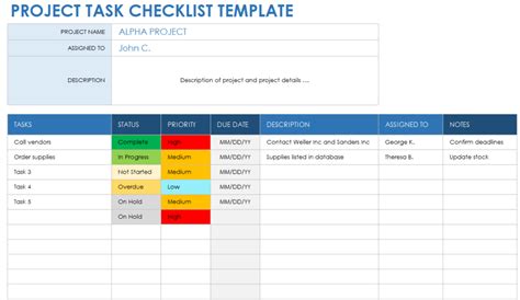 Image result for Project Management Task List Template