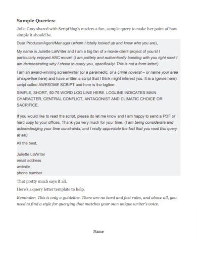 Image result for Query Letter Format