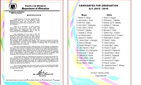 Toradh íomhá ar Grade 6 Graduation Program Template