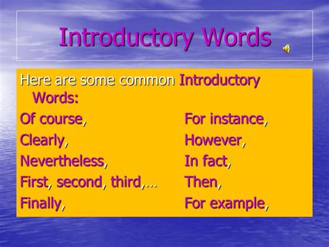 Image result for Introductory Words and Phrases Examples