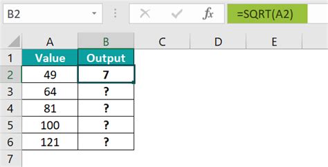 Image result for How to Square Root in Excel