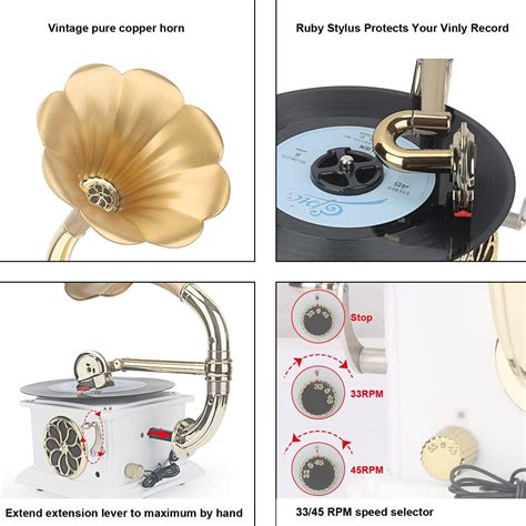 Toradh íomhá ar Mini Record Player with LED Projector