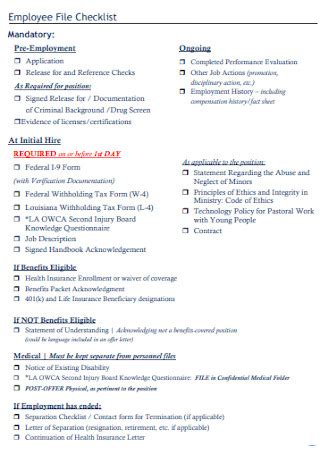 Afbeeldingsresultaten voor Personnel File Checklist Template
