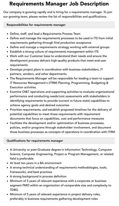 Image result for Requirements Manager