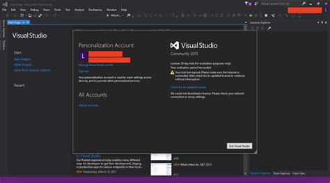 Image result for Visual Studio License Page On Visual Studio