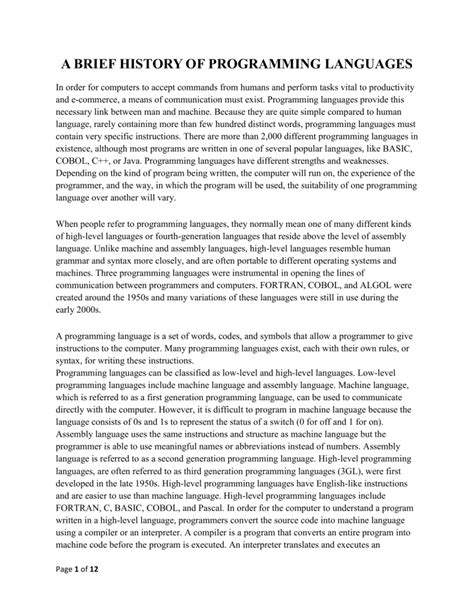 Image result for Programming Languages Brief History