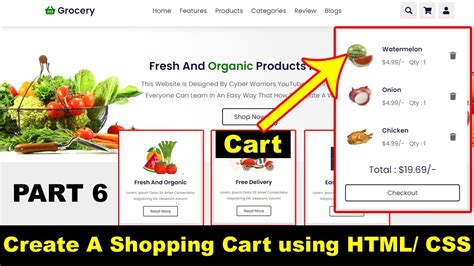 Add Item in Shopping Cart HTML CSS and JavaScript for Beginners に対する画像結果