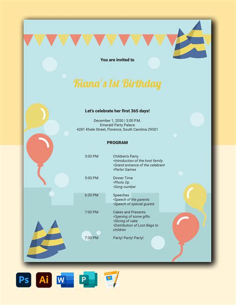 Image result for Birthday Party Program Outline