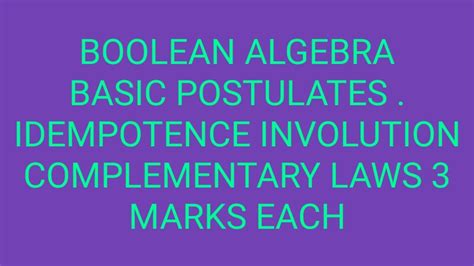 Involution Law in Boolean Algebra ਲਈ ਪ੍ਰਤੀਬਿੰਬ ਨਤੀਜਾ