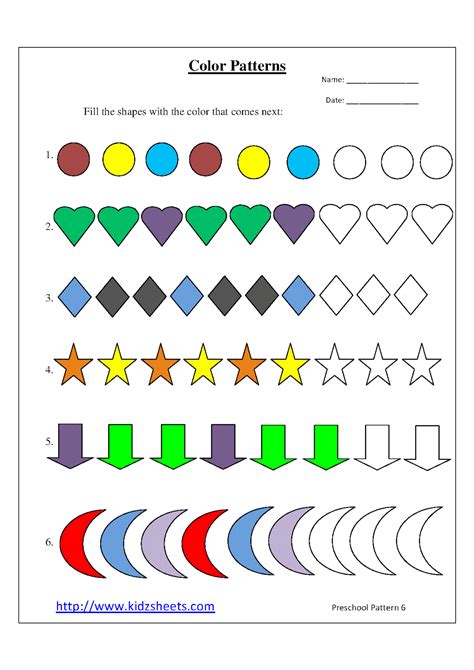 Image result for Printable Pattern Worksheets