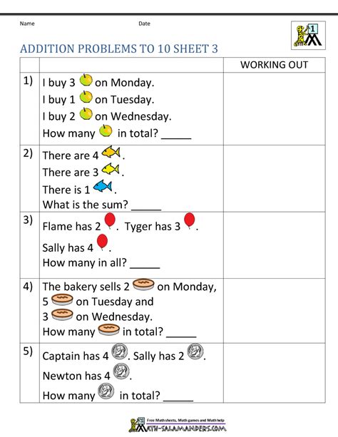 Image result for First Grade Math Problems Printable