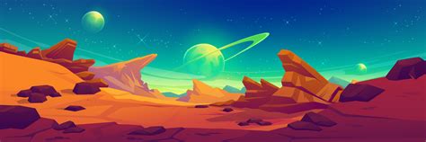Toradh íomhá ar Alien Planet Surface Sci-Fi Art