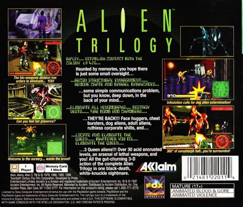 Image result for Alien Trilogy PS1 USA PNG Cover