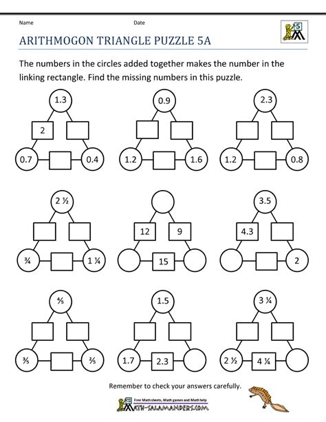 5th Grade Math Puzzles に対する画像結果