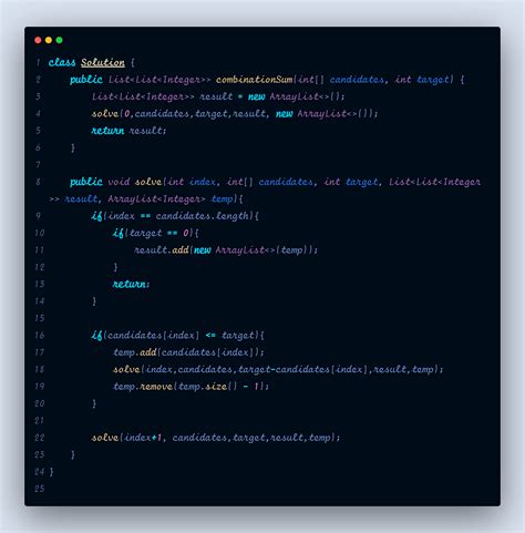 Toradh íomhá ar LeetCode Combinationsum Solution