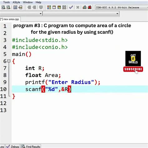 Image result for C Programming Code Fpor Area of a Cicirle