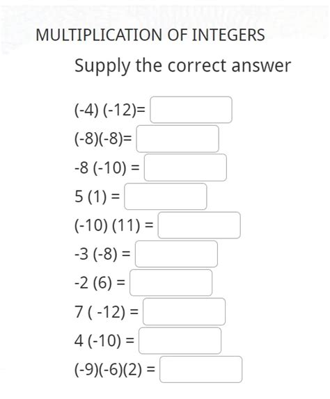 Image result for Multiplying Integers Worksheet