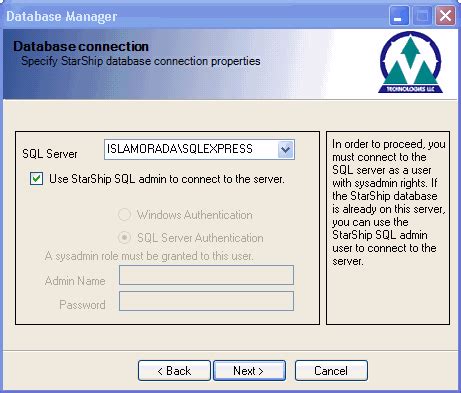 Database Connection Wizard に対する画像結果
